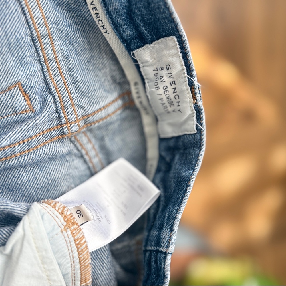 Givenchy Two-Tone Patchwork Blue Straight-Leg Jea… - image 4